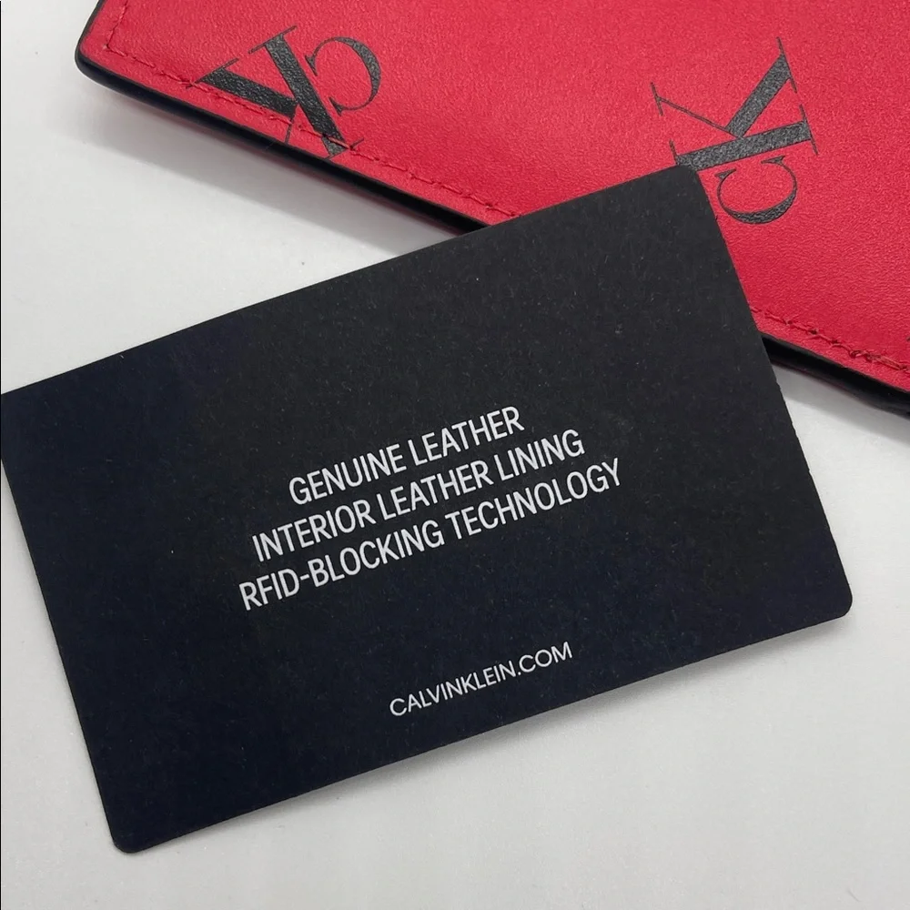 NWT Calvin Klein Red and Black Card Holder - Picture 5 of 7